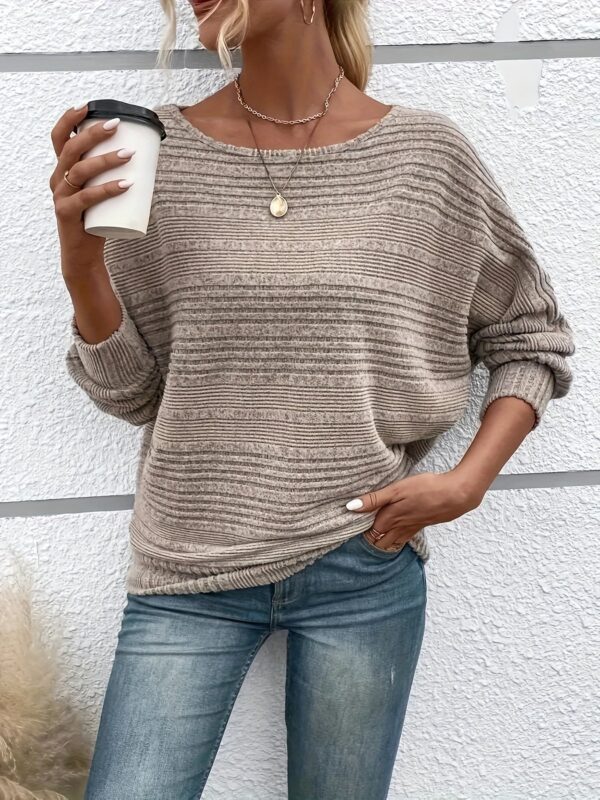 Solid Crew Neck Pullover Sweater, Casual Batwing Sleeve Loose Sweater, Women's Clothing