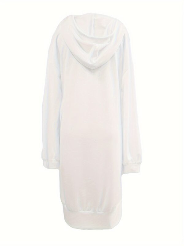 Vibrant Solid Color Split Hem Hooded Dress - Image 2