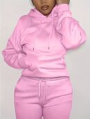 Solid Kangaroo Pocket Hoodie Without Pants