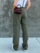 Wide Leg One Side Square Pocket Cargo Pants