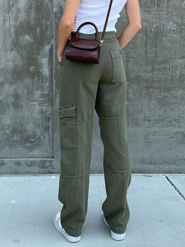 Wide Leg One Side Square Pocket Cargo Pants - Image 4