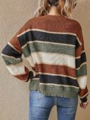 1pc Acrylic Elegant Women's Color Block Striped Pullover Sweater
