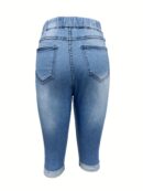 Mid-Calf Beach Distressed Denim Capri Pants