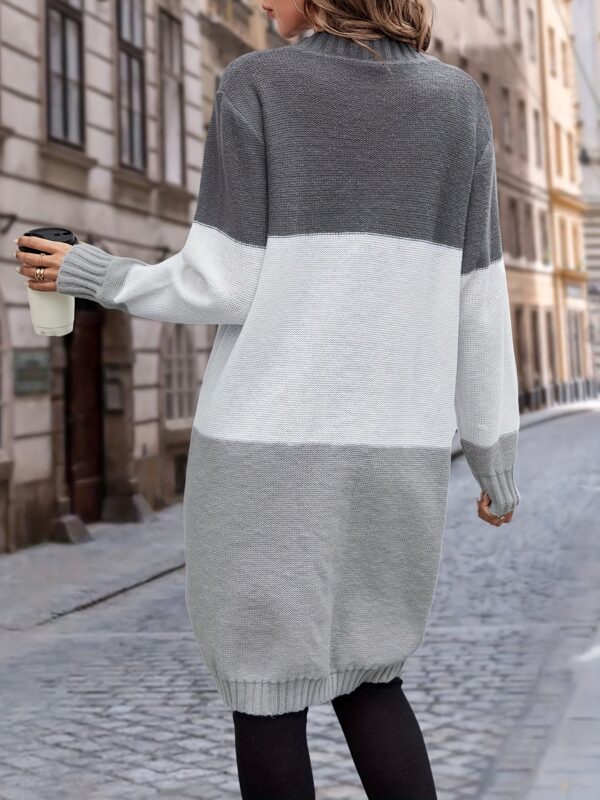 Womens Color Block Cardigan Sweater - Image 6