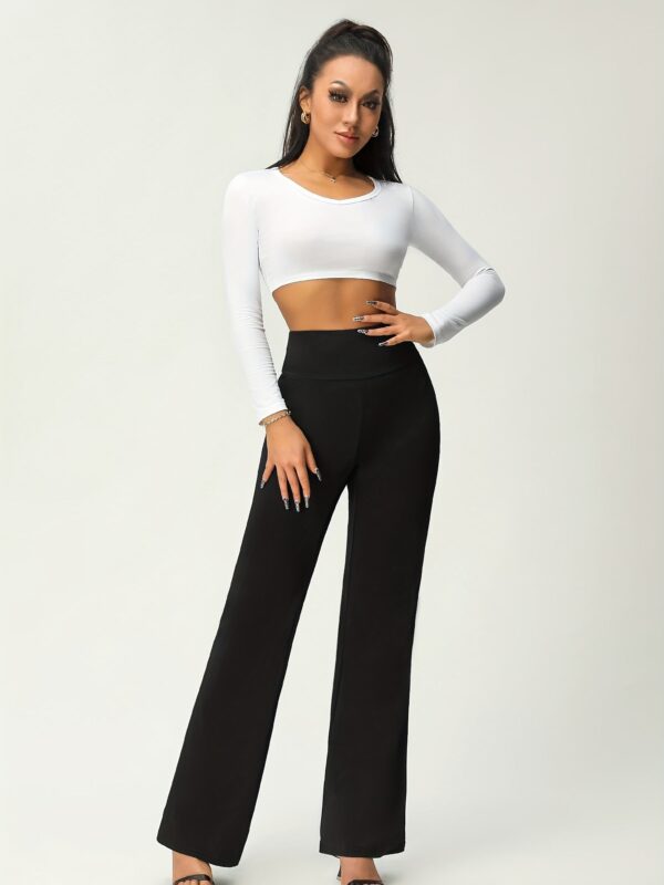 Women's Solid Flare Leg Pants - Image 3