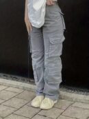 Vintage High Waist Denim Cargo Pants for Women