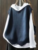 Solid Crew Neck Knitted Vest