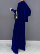 2 Pcs Velvet Solid Color Long Sleeve Open Front Top