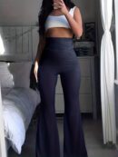 High Waist Y2K Solid Elastic Flare Leggings