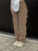 Vintage High Waist Denim Cargo Pants for Women