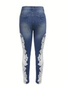 Vibrant Hollow Out Lace Contrast Jeans