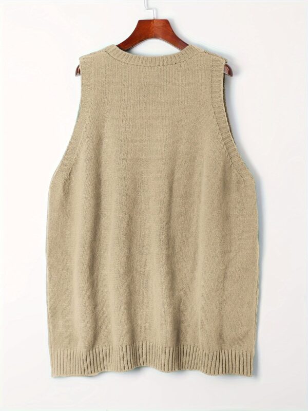 Plus Size Solid Knit Sweater Vest - Image 9