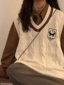 Vibrant Butterfly Pattern Cable Knit V Neck Vest