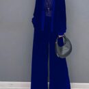 2 Pcs Velvet Solid Color Long Sleeve Open Front Top
