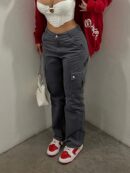High-Waisted Stretchy Women's Retro Cargo Denim Pants