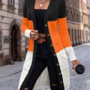 Womens Color Block Cardigan Sweater