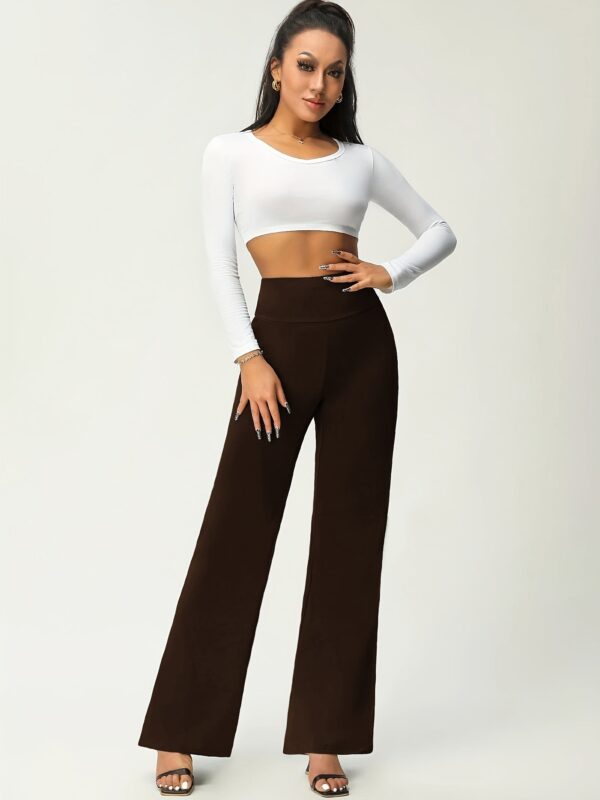 Women's Solid Flare Leg Pants - Image 5