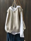 Solid Crew Neck Knitted Vest