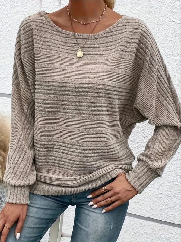 Solid Crew Neck Pullover Sweater - Image 2