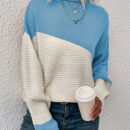 Stylish Color Block Crew Neck Sweater