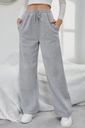 Comfortable High-Waisted Drawstring Sweatpants - Women's Fashion Clothing - Elastic Loose Fit, Long Length, Casual Style, Soft Fabric, Perfect for Daily Wear