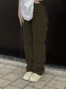 Vintage High Waist Denim Cargo Pants for Women