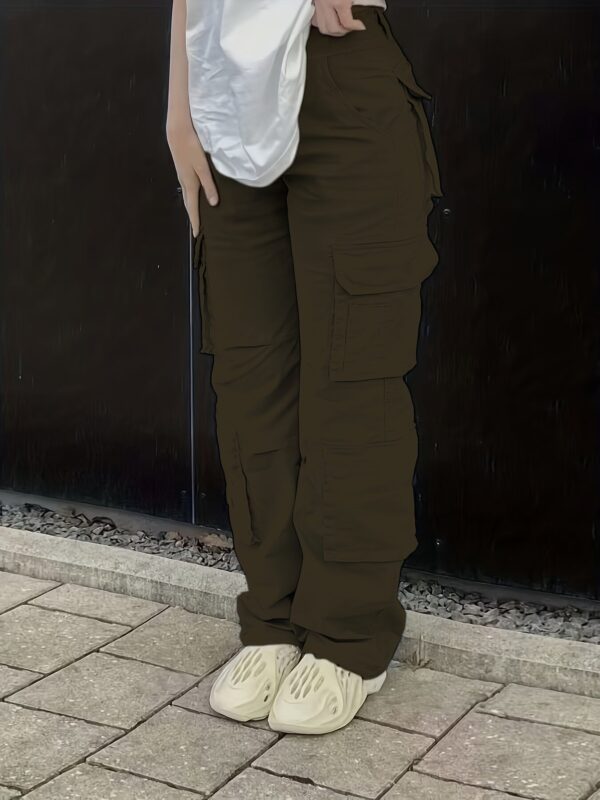 Vintage High Waist Denim Cargo Pants for Women - Image 2