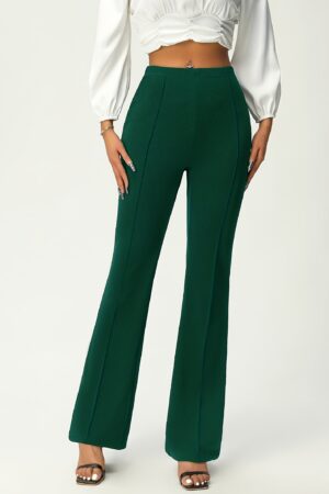 Elegant Women's High Waist Solid Flare Leg Pants for Work & Office