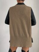 Plus Size Women's Solid V Neck Casual Sweater Vest