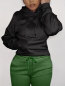 Solid Kangaroo Pocket Hoodie Without Pants