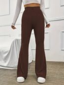 Elegant Ribbed Polyester Long Pants