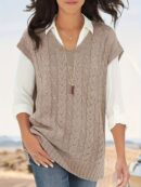 Women's All-Season Rib-Knit V-Neck Vest