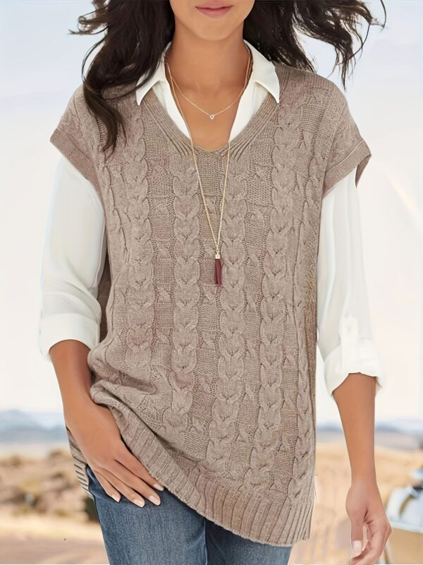 Women's All-Season Rib-Knit V-Neck Vest - Image 4