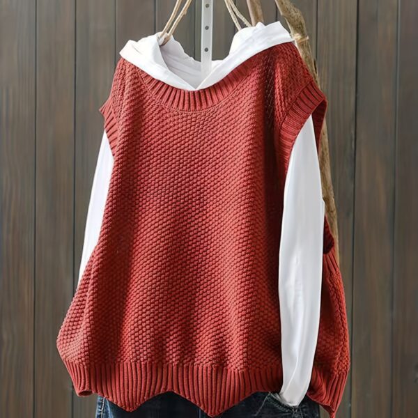 Solid Crew Neck Knitted Vest - Image 12