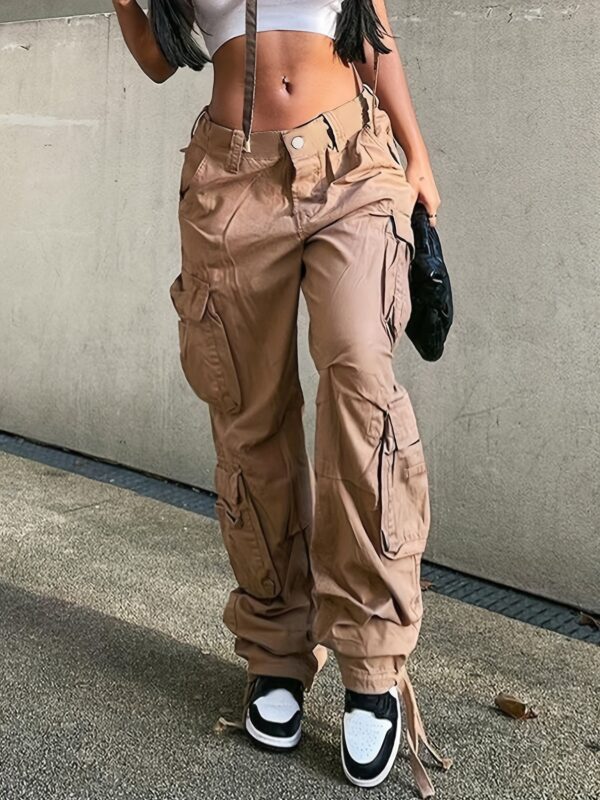 Girl's Wide Legs Baggy Cargo Pants with 2 Flap Pockets - Image 6