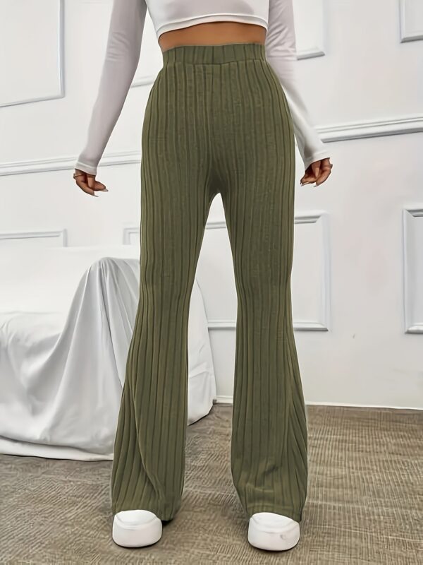 Elegant Ribbed Polyester Long Pants - Image 6