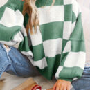 Cozy Plaid Crew Neck Sweater