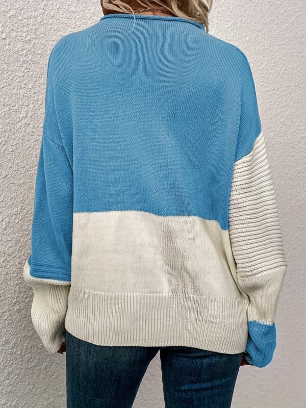 Stylish Color Block Crew Neck Sweater - Image 5