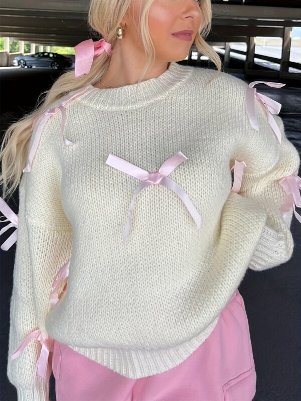 1pc Y2K Style Women'S Acrylic Knit Pullover Sweater - Image 3