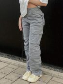 Girl's Wide Legs Baggy Cargo Pants with 2 Flap Pockets