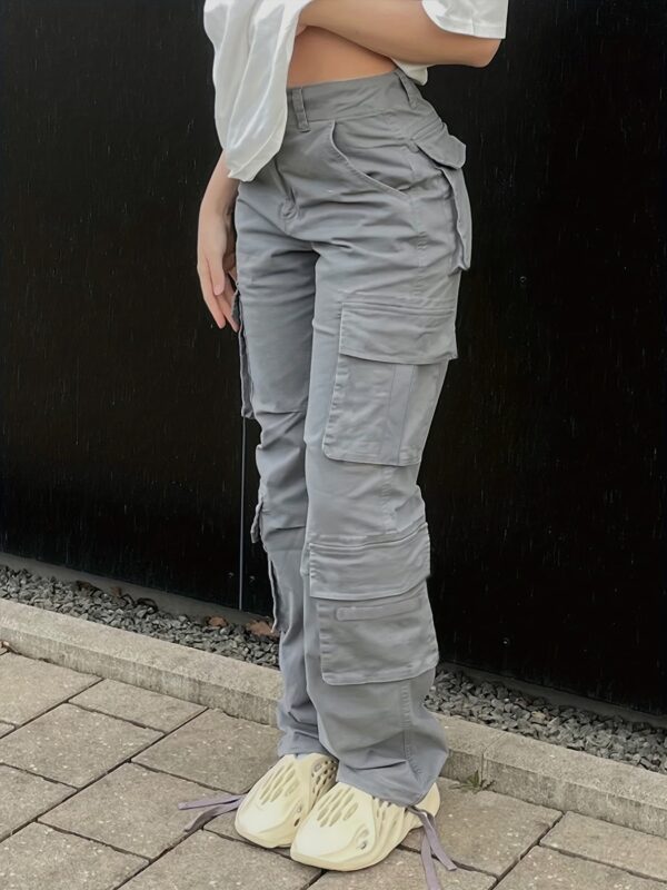Girl's Wide Legs Baggy Cargo Pants with 2 Flap Pockets - Image 8
