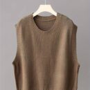 Solid Crew Neck Knitted Vest