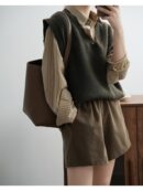 Solid V Neck Knitted Vest