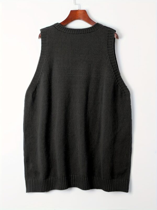 Plus Size Solid Knit Sweater Vest - Image 7