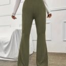 Elegant Ribbed Polyester Long Pants