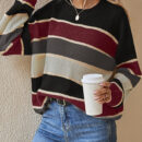 1pc Acrylic Elegant Women's Color Block Striped Pullover Sweater