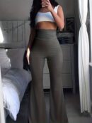 High Waist Y2K Solid Elastic Flare Leggings