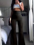 High Waist Y2K Solid Elastic Flare Leggings