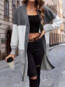 Womens Color Block Cardigan Sweater