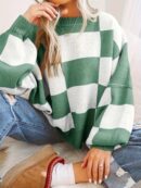 Cozy Plaid Crew Neck Sweater